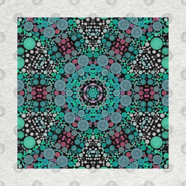 Dot Mandala Flower Blue Green and Red by WormholeOrbital